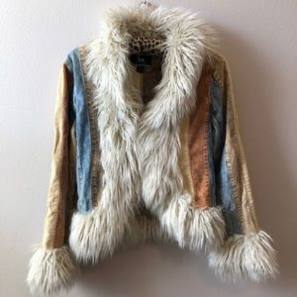 blanc noir Jackets & Blazers - Vintage Blanc Noir  jacket faux fur